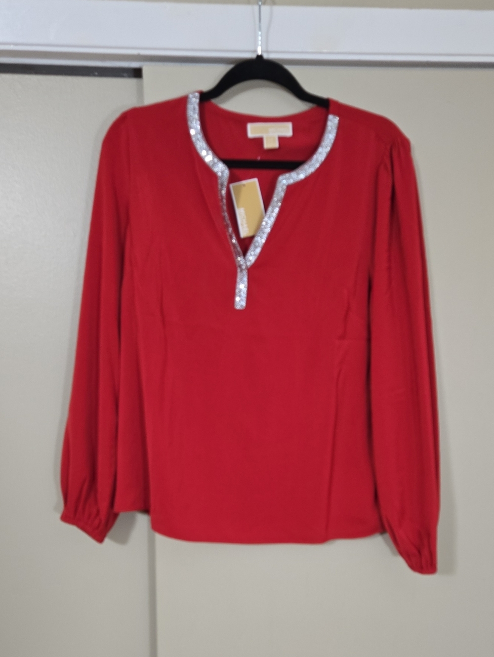 Michael By Michael Kors Red Blouse Size Large NWT